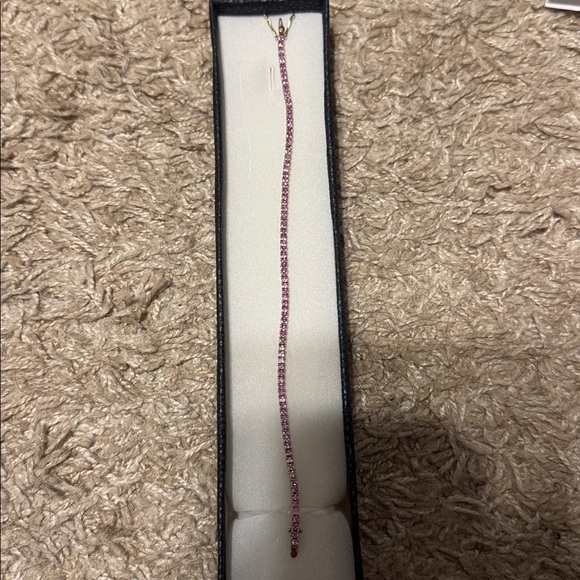 Delicate Pink Sapphire Tennis Bracelet in 14k Solid gold - Picture 6 of 7